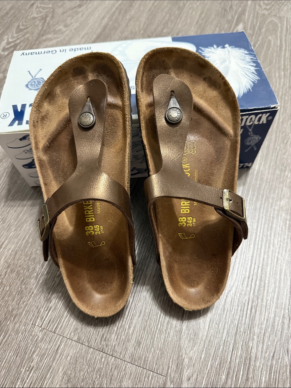 Birkenstock Brown Leather Gizeh Thong Sandals